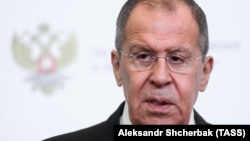 Russian Foreign Minister Sergei Lavrov at the Moscow Nonproliferation Conference on November 8. 