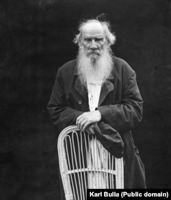 Russian novelist Leo Tolstoy, photographed on his estate in the countryside east of Moscow in 1908, on the great author’s 80th birthday.