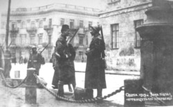 A French checkpoint in Odesa, Ukraine