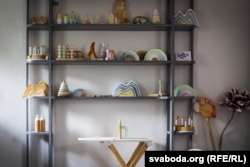 Toys made by Yeudakimava-Yendzheyeuskaya photographed in her former home in Hrodna, Belarus, in 2019.