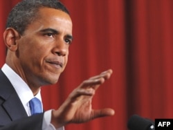 U.S. President Barack Obama delivers his address to the Muslim world at Cairo University on June 4, 2009.