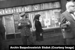 A street scene in Prague as the communist world in Europe was beginning to unravel.