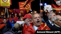 Supporters of a boycott of the name-change referendum in Skopje in September 2018.