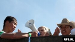 Protesters gathered in Bishkek's central square