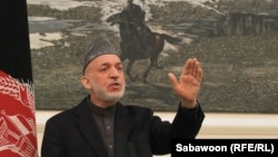 Afghan President Hamid Karzai speaks at a press conference in Kabul in January.