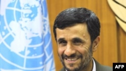 Iranian President Mahmud Ahmadinejad at UN headquarters in New York