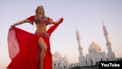 Rezeda Ganiullina dances on the grounds of a mosque in the ancient city of Bolgar.