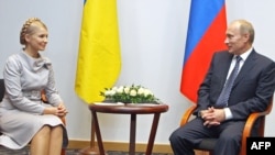 Russian Prime Minister Vladimir Putin meets with his Ukrainian counterpart, Yulia Tymoshenko, in Gdansk on September 1.