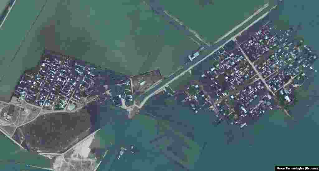 KAZAKHSTAN -- A satellite image shows the flooded village of Nurbek, following the collapse of the Sardoba dam in Uzbekistan, May 3, 2020