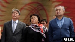 Kyrgyzstan's interim leaders: Roza Otunbaeva (center) and her deputies, Almazbek Atambaev and Omurbek Tekebaev