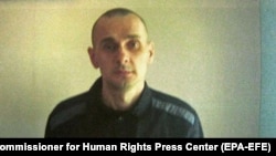 Oleh Sentsov poses for a picture at his cell in the penal colony in Labytnangi on August 9.