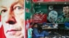 A Pakistani vendor sits next to images of Imran Khan at a market in Islamabad on July 27.