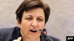 Iranian Nobel laureate Shirin Ebadi's remarks came at an event organized by several human rights groups in Geneva on February 12.