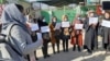 Afghan women and girls and women protest in Kabul against Taliban repression on November 30.