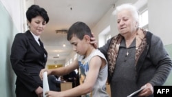 A polling station during elections in Stepanakert in May that Azerbaijan called illegal.