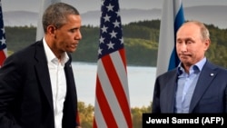 U.S. President Barack Obama (left) attends a bilateral meeting with Russian President Vladimir Putin during the G8 summit in Northern Ireland in June 2013.