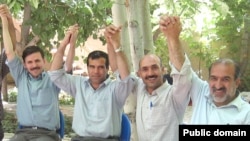 Members of the Teachers Association of Iran, with Rasul Bodaghi second from right