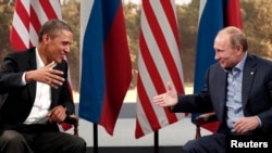 U.S. President Barack Obama and his Russian counterpart address the press after their meeting on the sidelines of a G8 summit in Northern Ireland on June 17. 