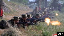 North Korean soldiers train on September 11, 2024, at a base of the Korean People's Army (KPA) at an undisclosed location in North Korea. (file photo provided by North Korea's official Korean Central News Agency)