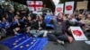 In the Georgian capital, Tbilisi, young protesters rally against the "foreign agent" bill on May 2.