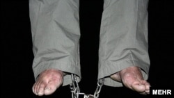 A man executed in a rare public hanging in Tehran in January 2010.