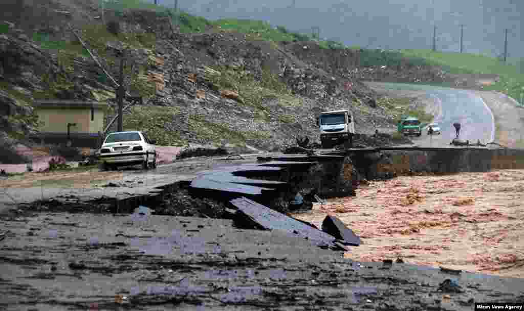 A damaged road in Khoramabad, Lorestan Province.