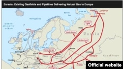 Existing gas fields and pipelines delivering natural gas to Europe, according to the U.S. Energy Information Administration (click to enlarge)