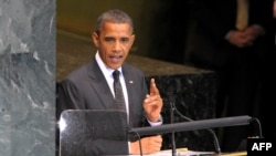 U.S. President Barack Obama speaks at the Millennium Development Goals summit at the United Nations in New York.