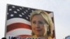 A billboard with a photo of U.S. Secretary of State Hillary Clinton in Pristina, the Kosovar capital