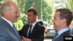 Alyaksandr Lukashenka and Dmitry Medvedev in Sochi