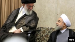 Iranian Supreme Leader Ayatollah Ali Khamenei (left) and Iranian President Hassan Rohani: "The value of each to the other is quickly running out," says Scott Lucas, an Iran specialist at the University of Birmingham.