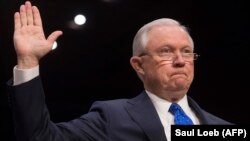 U.S. Attorney General Jeff Sessions is sworn-in prior to testifying during a Senate Judiciary Committee hearing in Washington on October 18. 