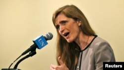 U.S. Ambassador Samantha Power said a deal was struck with Russia "legally obligating" Syria to give up its chemical stockpile.