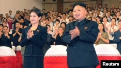 Kim Jong Un with his wife, Ri Sol Ju.