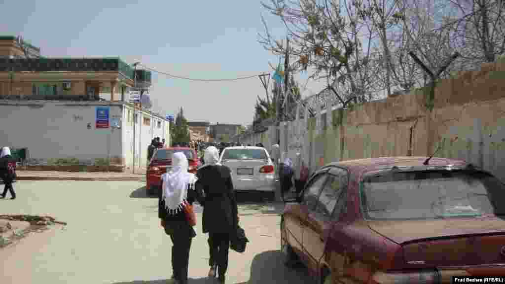 Young girls on their way to a voting registration center in Kabul