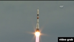 A Soyuz rocket takes astronauts to the ISS in April.