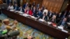 Ukrainian delegates address the World Court in The Hague on September 19. 