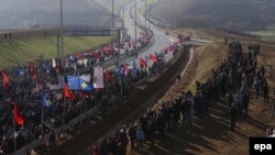 Ethnic Albanians protested last year after the arrest of a former Kosovar guerrilla leader.