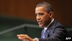 U.S. President Barack Obama speaks to the General Assembly at UN headquarters in New York on September 23.