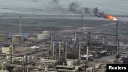 An aerial view of the Al-Sheiba oil refinery in Basra